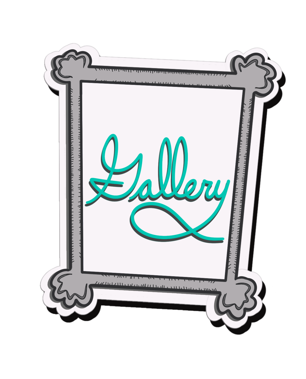 A hand-drawn picture frame labeled Gallery